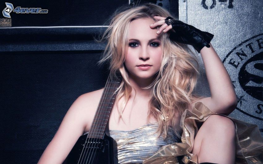 Candice Accola, girl with guitar