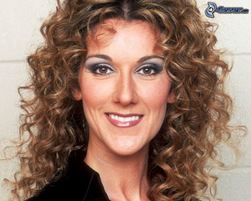 Celine Dion, smile, curly hair