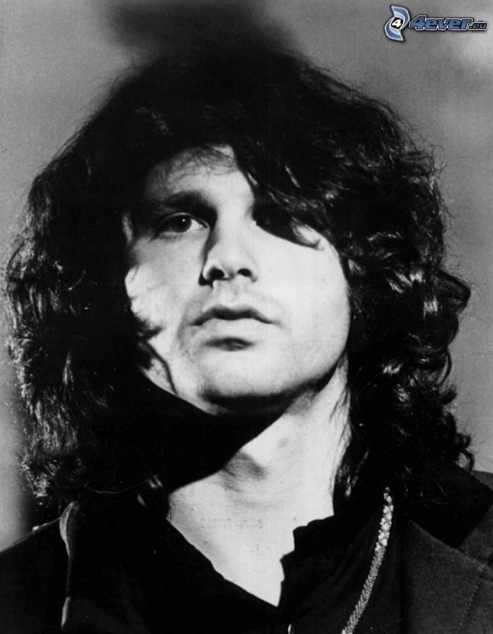 Jim Morrison, black and white photo