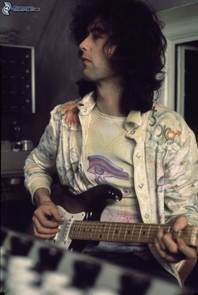 Jimmy Page, guitarist, playing guitar, young