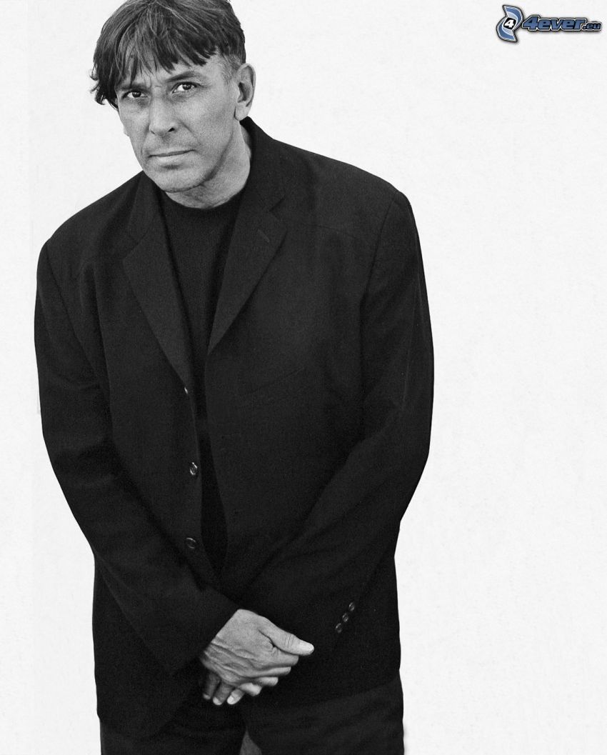 John Cale, young, coat, black and white photo