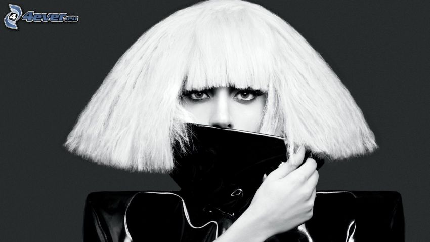 Lady Gaga, black and white photo