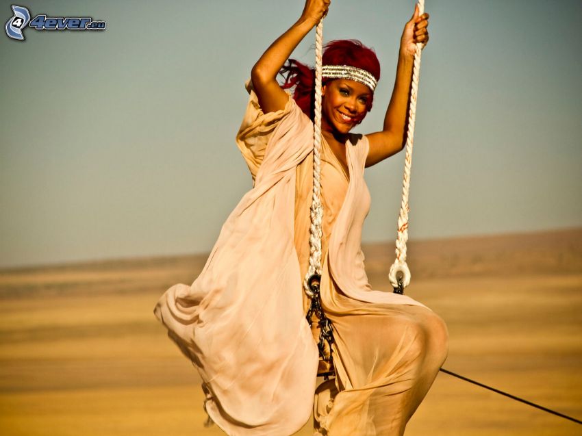 Rihanna, women on a swing