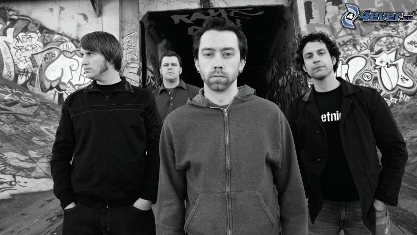 Rise Against, black and white photo