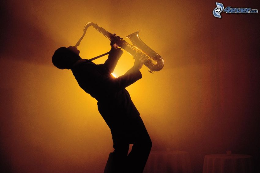 saxophonist, saxophone, light