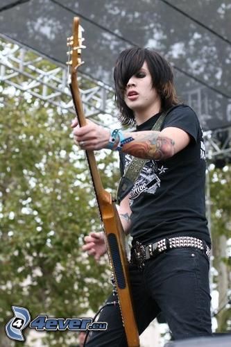 singer, emo, music, electric guitar, tattoo on the hand, concert