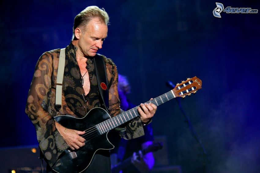Sting, playing guitar