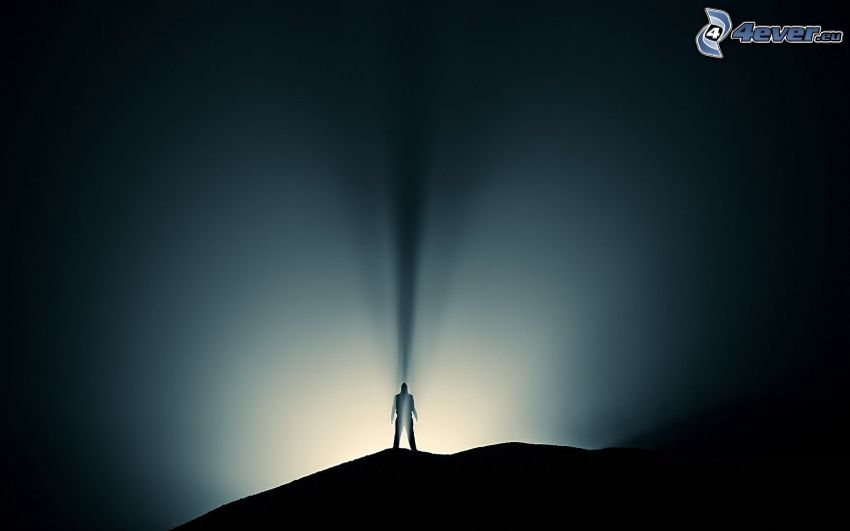 silhouette of a man, light