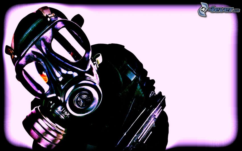 soldier, gas mask