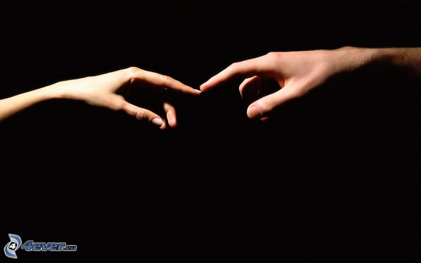 touch, hands, fingers, black background