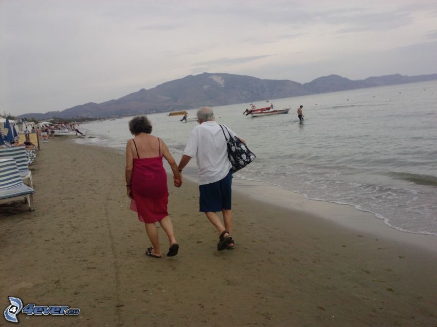 Zakynthos, beach, sea, hills, love, grandfather and grandmother
