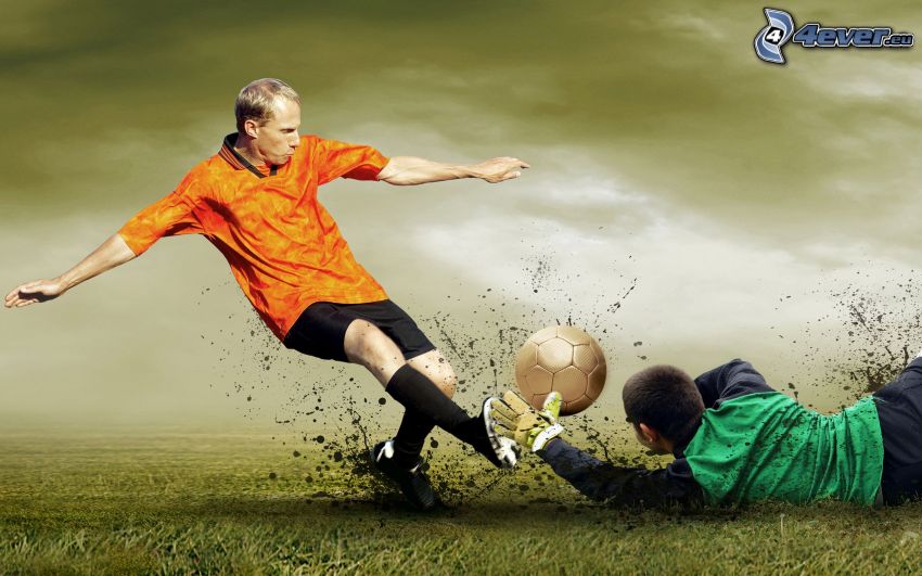 footballer vs. goalkeeper