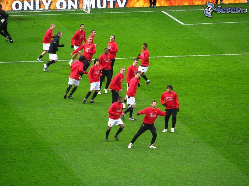 Manchester United, footballers, football field