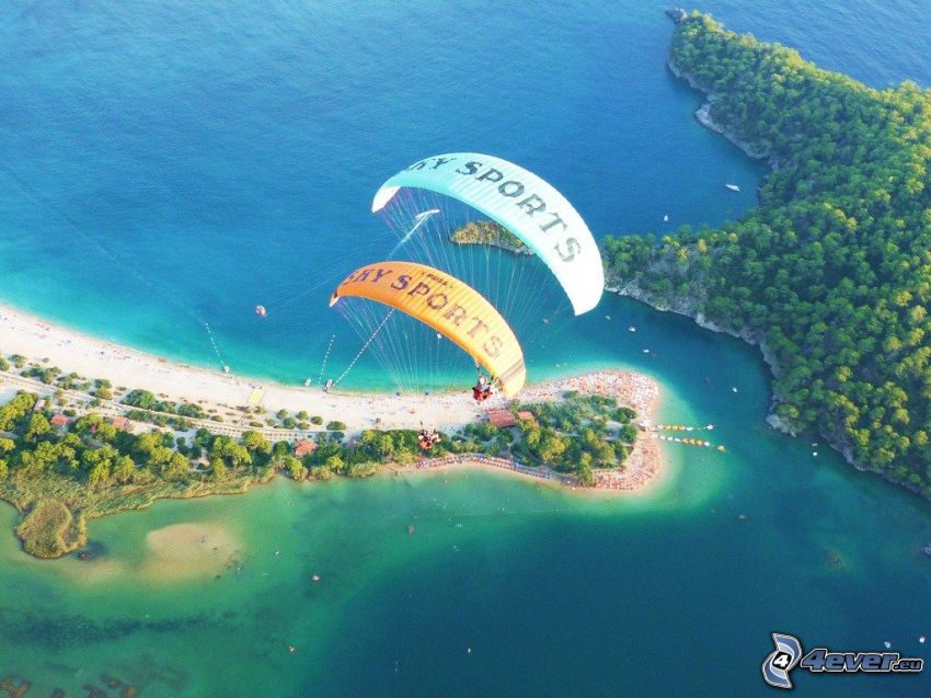 paragliding, sea