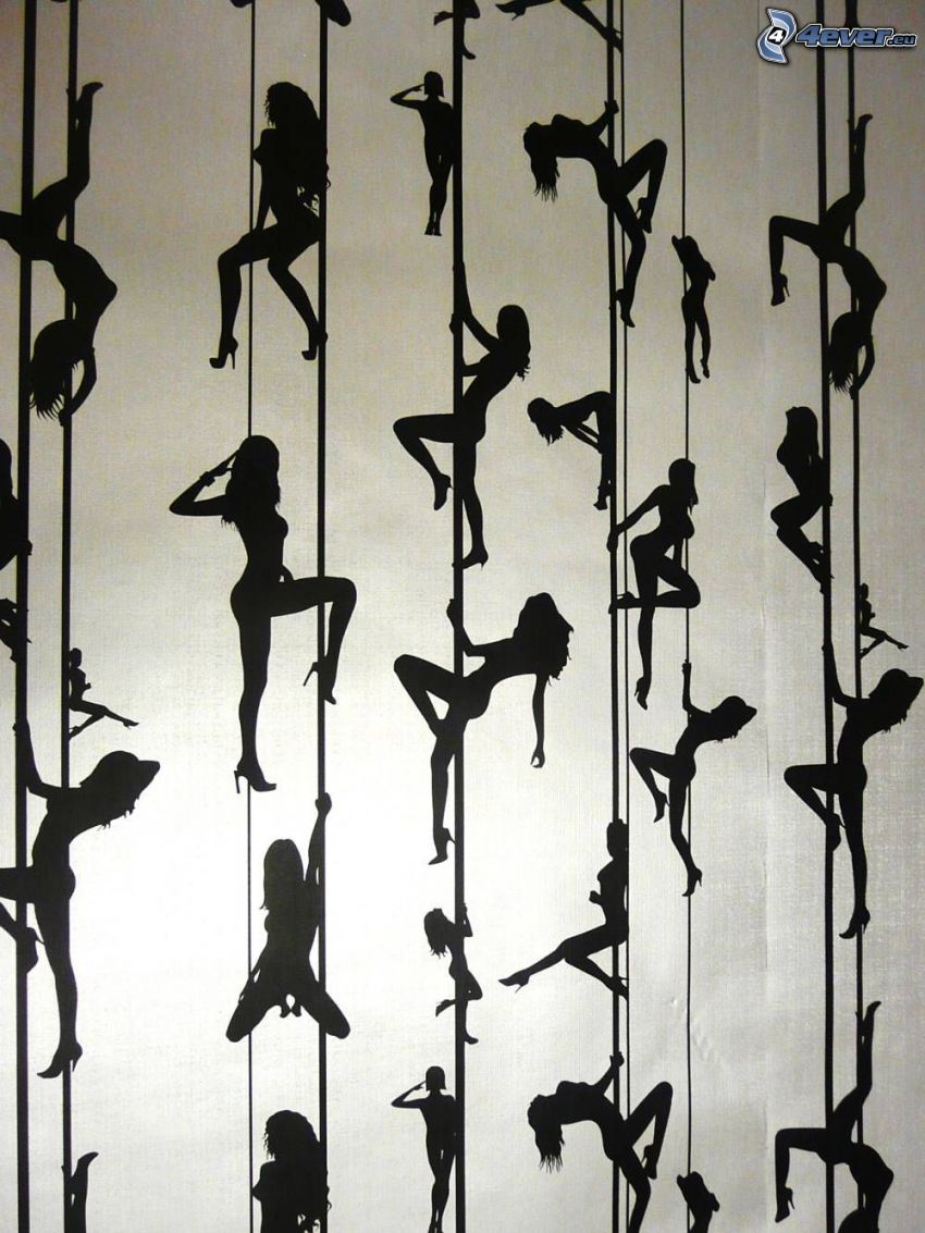 pole dance, silhouettes of people