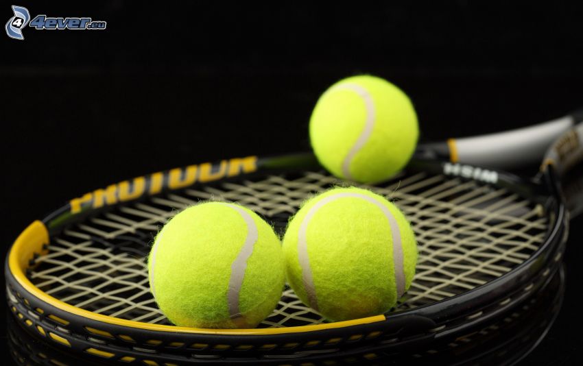 tennis racket, balls, tennis