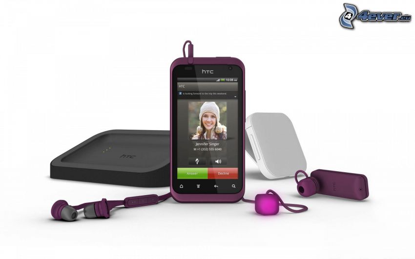 HTC, phone, headphones