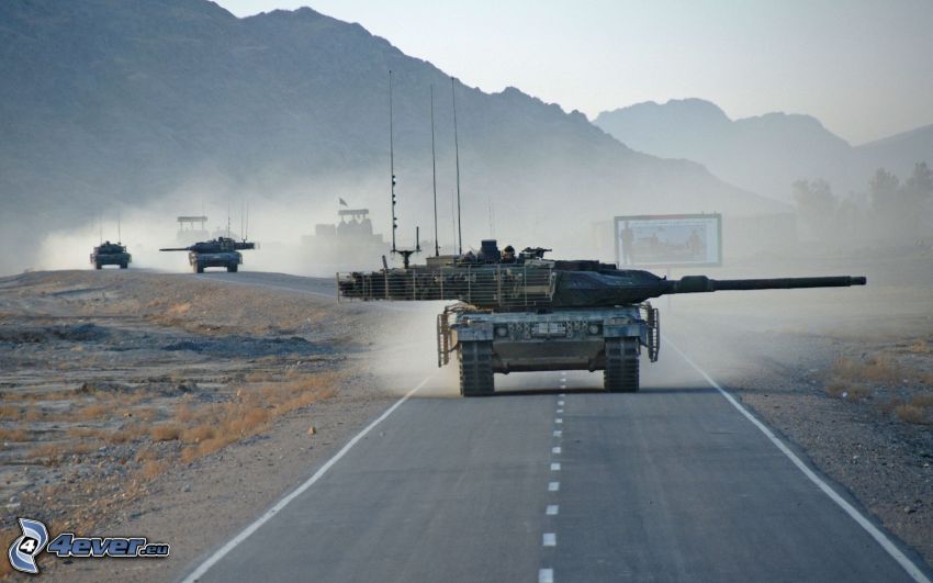 Leopard 2, tank, road