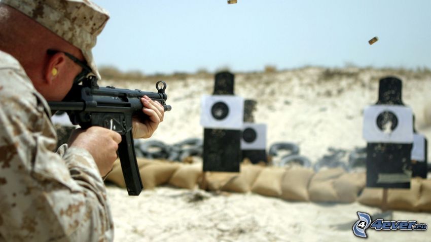 soldier with a gun, targets