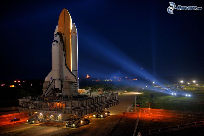 space shuttle start, night
