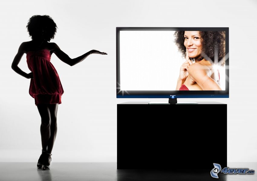 television, Sharp, black woman