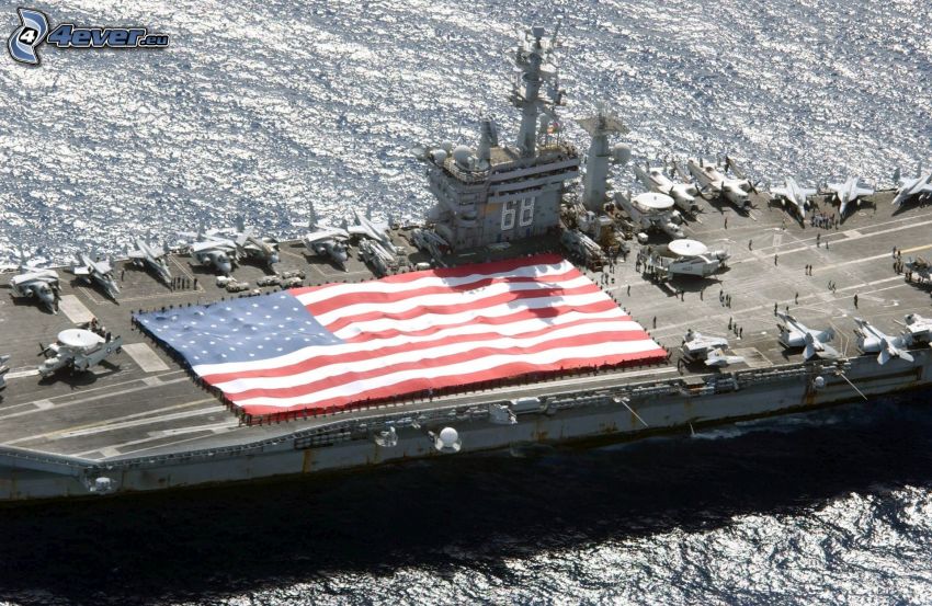 aircraft carrier, american flag