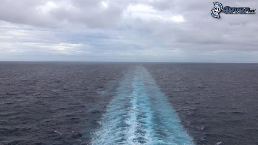 behind the ship, open sea