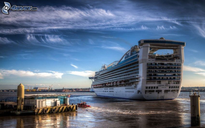 cruise ship, sea, HDR