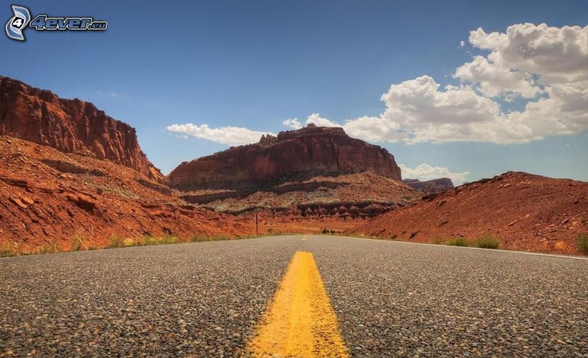 road, desert rocks