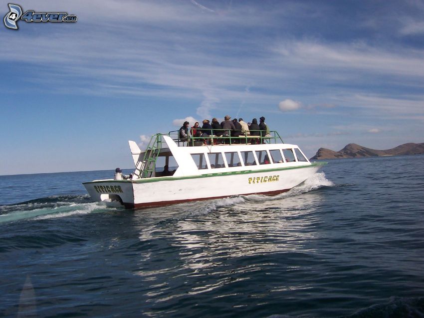 tourist boat, open sea