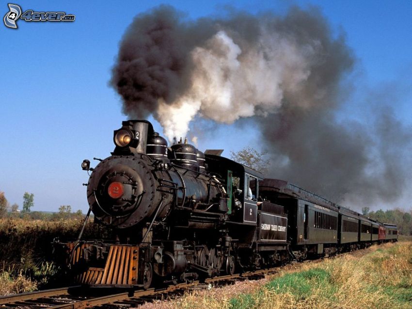 steam train, smoke, steam